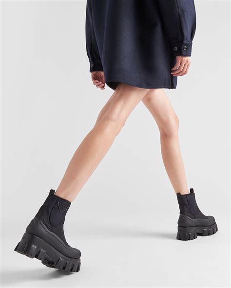 prada monolith booties|Prada monolith gabardine boots.